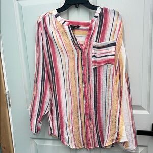 Zac & Rachel Pink and Yellow Striped Button Down Shirt